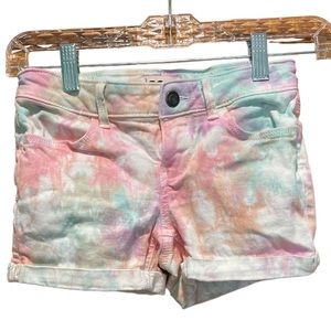 SO Girls Shorts Size 8 Light Color Tie Dye Adjustable  Snap and Zipper Front